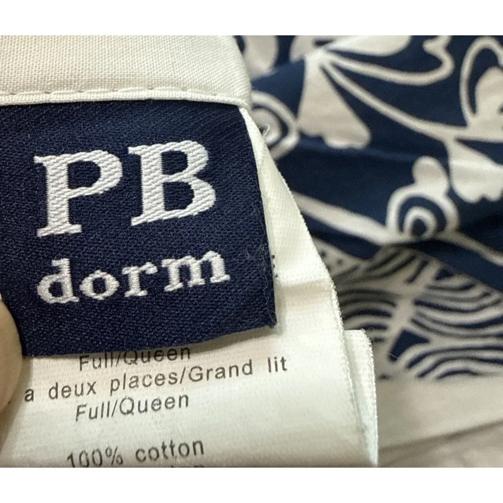 Pottery Barn Duvet Cover Full Queen Natalia Floral Blue White Boho Dorm Hearts